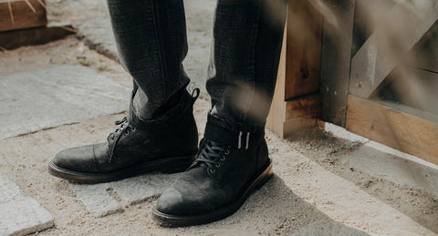 The Moto Boot in Black Weatherproof Nubuck