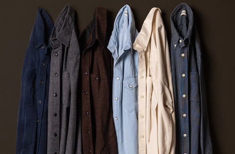 Lineup of Taylor Stitch shirts