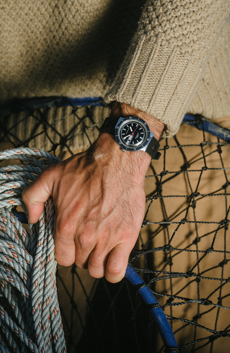 Model “wearing the 1978 Timex Viscount