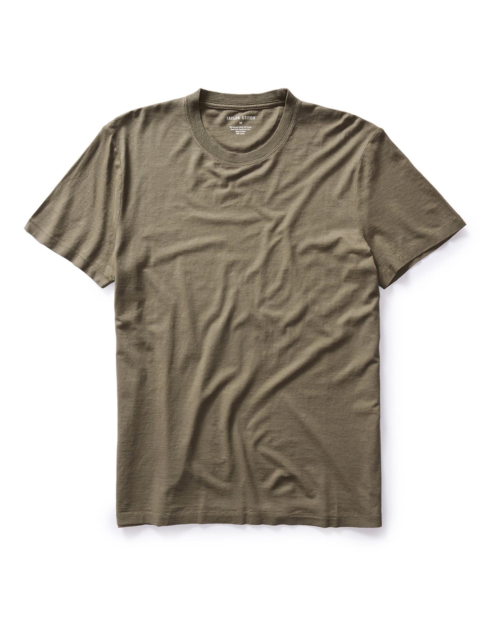 The Cotton Hemp Tee in Olive Taylor Stitch