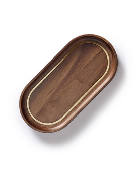 flatlay of The Valet Tray in Walnut and Brass, Accessories by Taylor Stitch