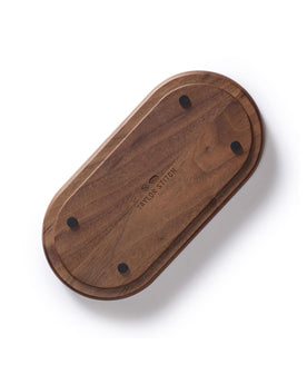 flatlay of The Valet Tray in Walnut and Brass, from the bottom, Accessories by Taylor Stitch