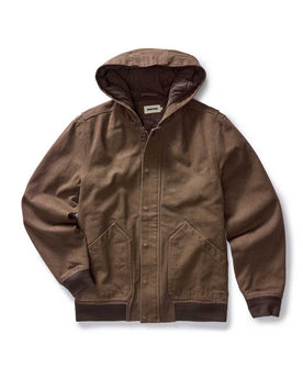flatlay of The Workhorse Hoodie in Aged Penny Chipped Canvas, Outerwear by Taylor Stitch