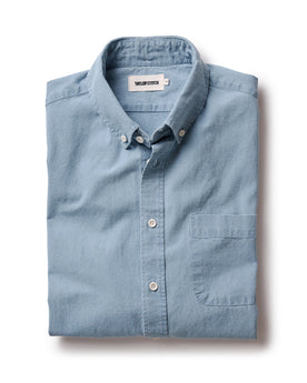 folded flatlay of The Jack in Washed Indigo Oxford, Wovens by Taylor Stitch