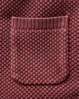 material shot of the pocket on The Crawford Crew Sweater in Dried Cherry, Knits by Taylor Stitch