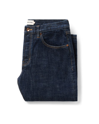 folded flatlay of The Democratic Jean in Rinsed Organic Selvedge