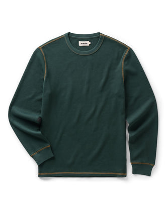 flatlay of The Organic Cotton Crew in Dark Forest Waffle