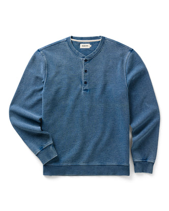 flatlay of The Sunset Henley in Washed Indigo Terry