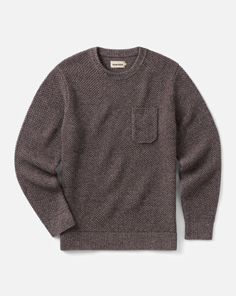 flatlay of The Crawford Crew Sweater in Burgundy Twist