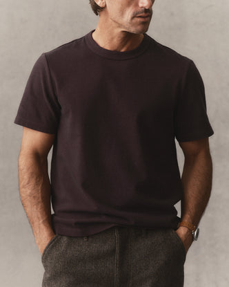 fit model showing off The Organic Cotton Shop Tee in Port Twist