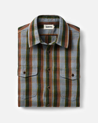 folded flatlay of The Redding Shirt in Drizzle Check Hemp