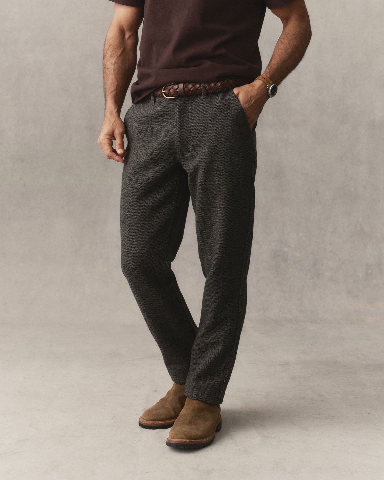 The Carnegie Pant in Walnut Herringbone Wool | Taylor Stitch