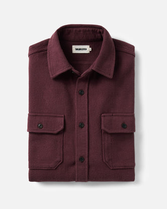 folded flatlay of The Division Shirt in Black Cherry