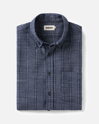 folded flatlay of The Jack in Indigo Basketweave Check