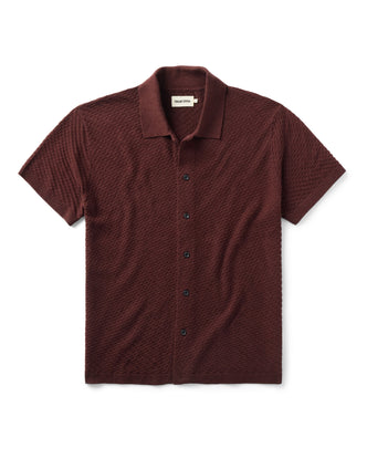 flatlay of The Arlo Sweater Polo in Burgundy Texture Knit