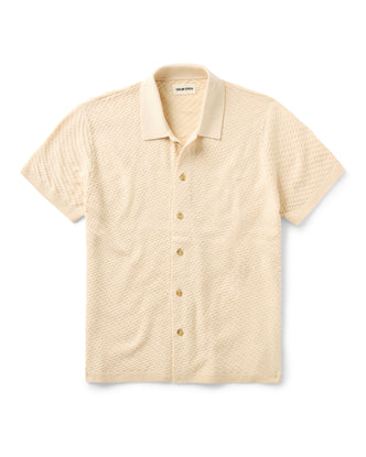 flatlay of The Arlo Sweater Polo in Oat Texture Knit