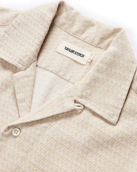 material shot of the camp collar on The Conrad in Sand Jacquard, Wovens by Taylor Stitch