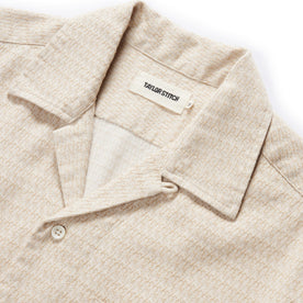 material shot of the camp collar on The Conrad in Sand Jacquard