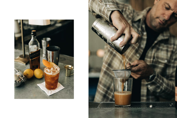 Mixologist Jeffrey Morgenthaler making a cocktail