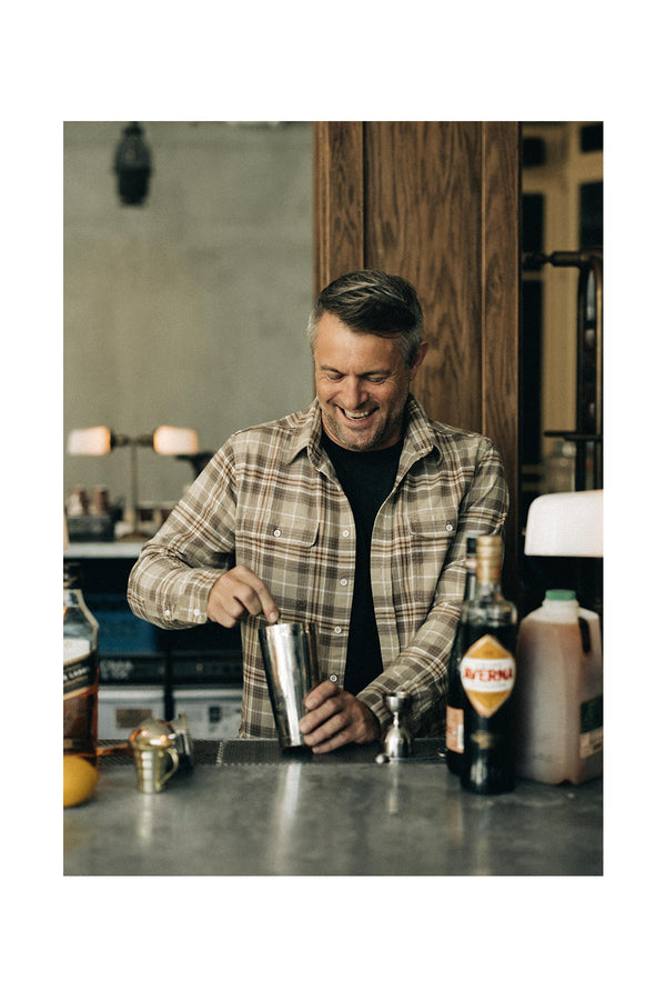 Mixologist Jeffrey Morgenthaler making a cocktail