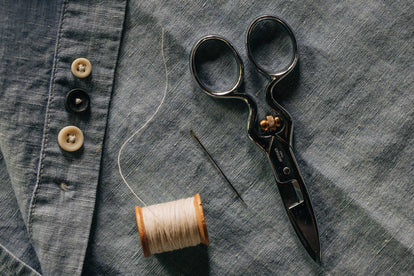 All the tools and materials needed to sew on a button