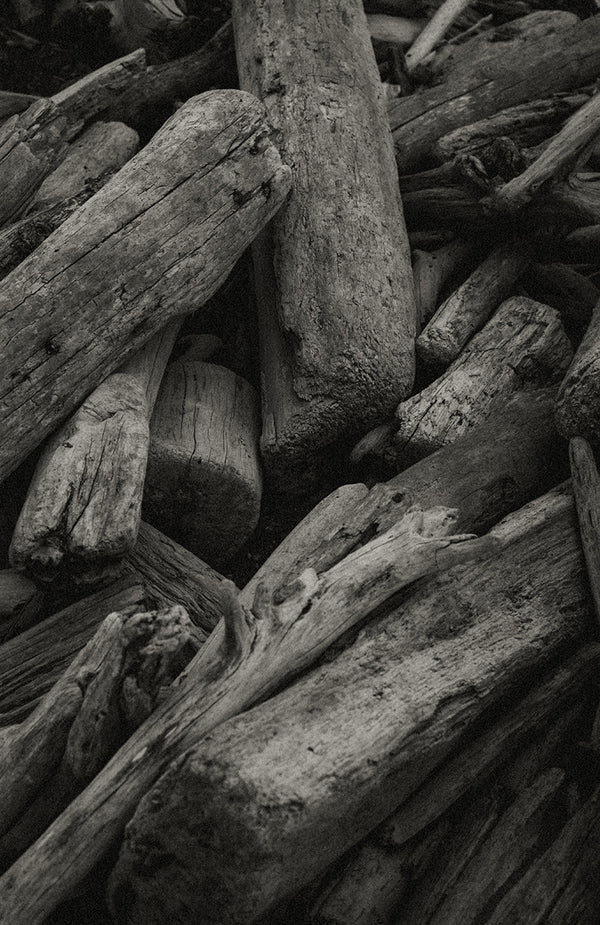 A pile of wooden logs.