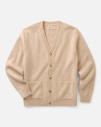 flatlay of The Eastmoor Cardigan in Oatmeal Wool