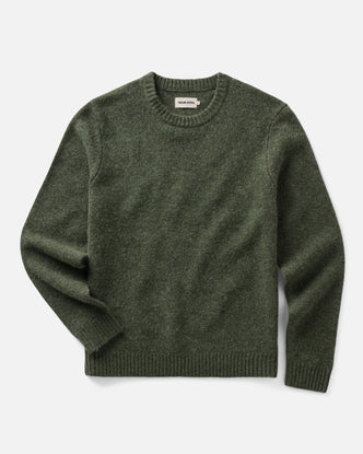 flatlay of The Eastmoor Sweater in Spruce Wool