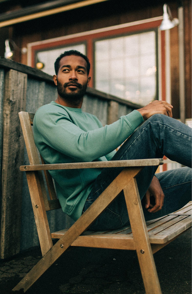 Editorial Panel: The Fillmore Crewneck in Teal, Knits by Taylor Stitch