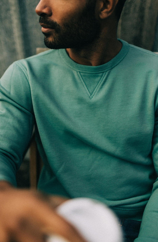Editorial Panel: The Fillmore Crewneck in Teal, Knits by Taylor Stitch