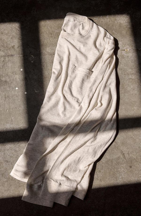 The Cotton Hemp Long Sleeve Tee in Heathered Oat