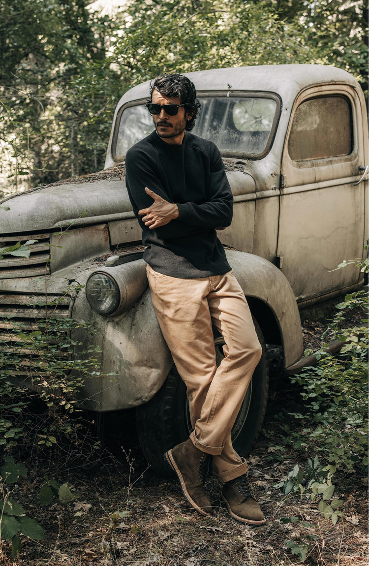 Editorial Panel: The Heavy Bag Waffle Long Sleeve in Coal, Knits by Taylor Stitch