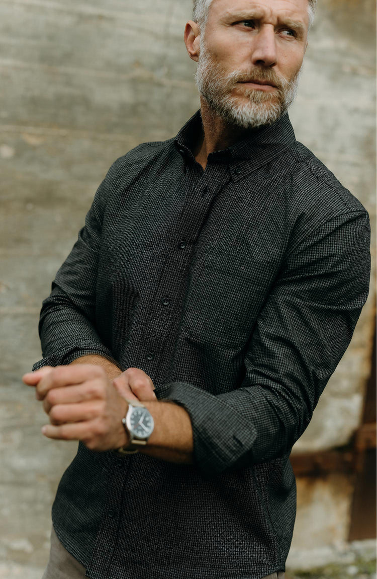 Editorial Panel: The Jack in Coal Jaspe Check Oxford, Wovens by Taylor Stitch