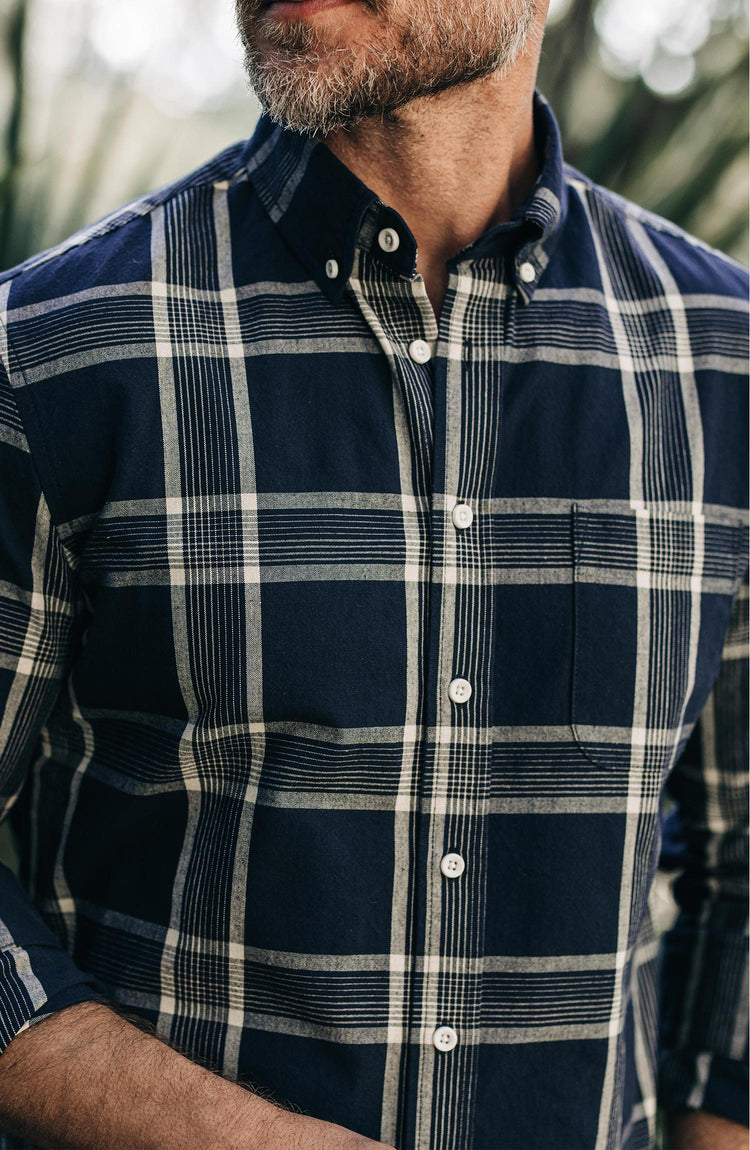 Our model wearing the jack in midnight plaid