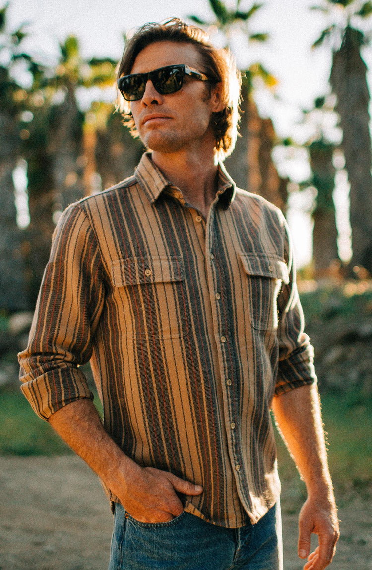 Editorial Panel: The Ledge Shirt in Sunset Stripe, Wovens by Taylor Stitch