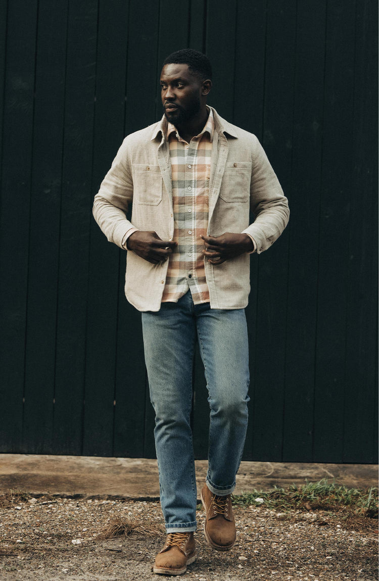 Editorial Panel: The Lined Utility Shirt in Oat Donegal, Outerwear by Taylor Stitch