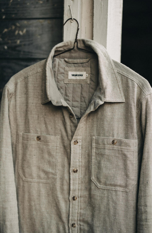 Editorial Panel: The Lined Utility Shirt in Oat Donegal, Outerwear by Taylor Stitch