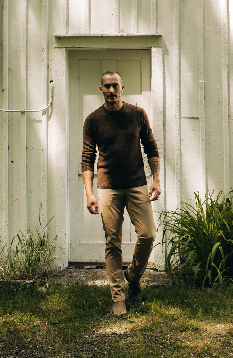 Editorial Panel: The Lodge Sweater in Coffee, Knits by Taylor Stitch