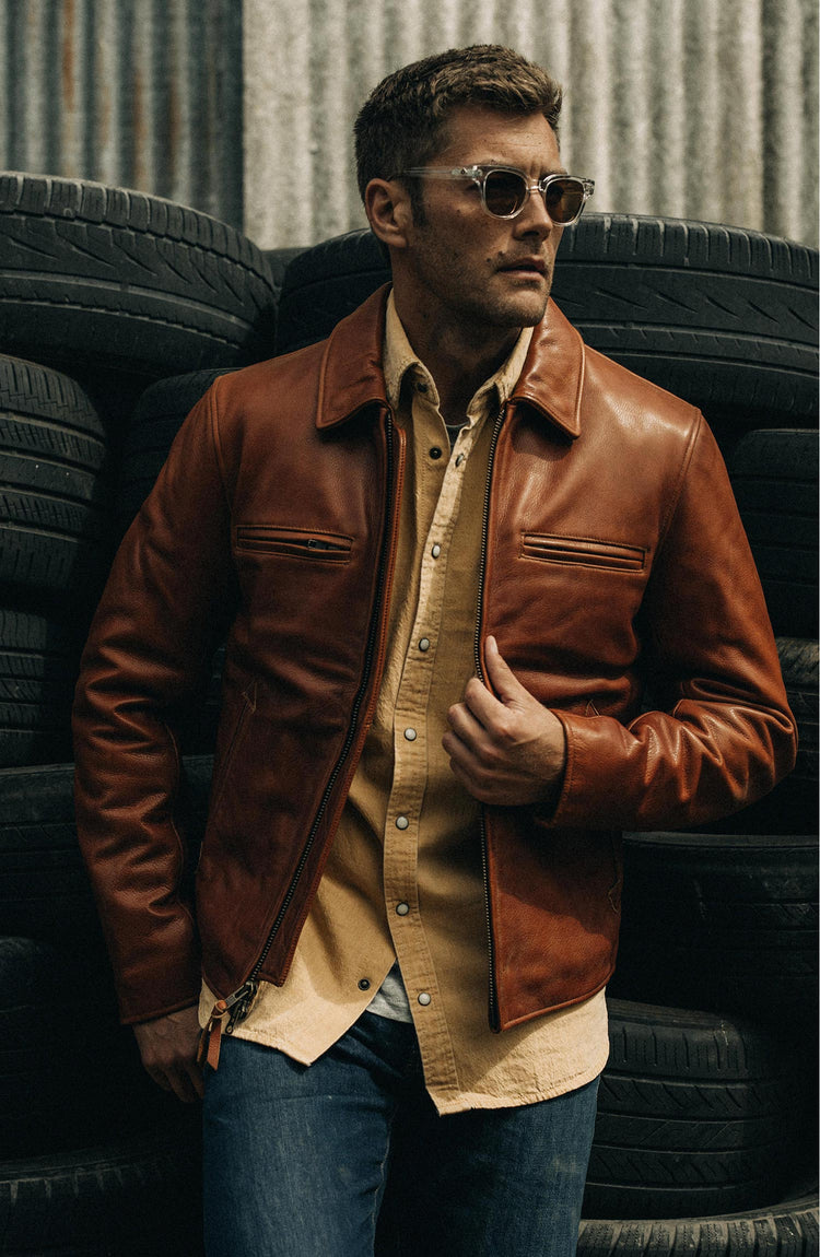Editorial Panel: The Moto Jacket in Whiskey Steerhide, Outerwear by Taylor Stitch