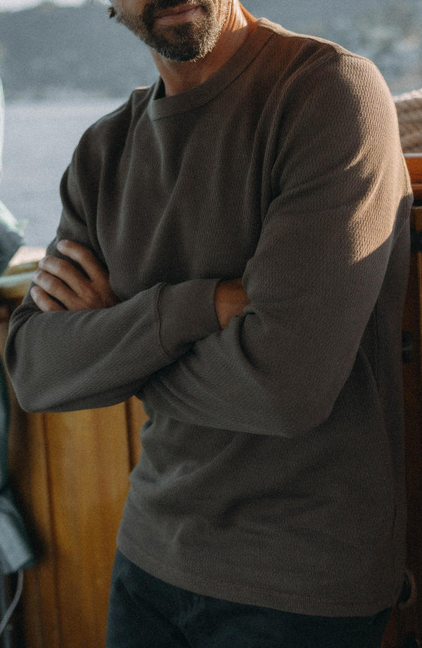 The Organic Cotton Waffle Crew in Fatigue Olive