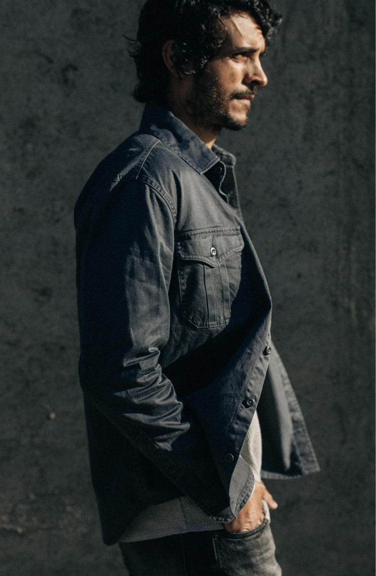 Editorial Panel: The Saddler Shirt in Washed Coal, Wovens by Taylor Stitch