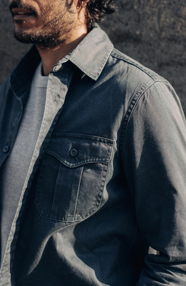 Editorial Panel: The Saddler Shirt in Washed Coal, Wovens by Taylor Stitch