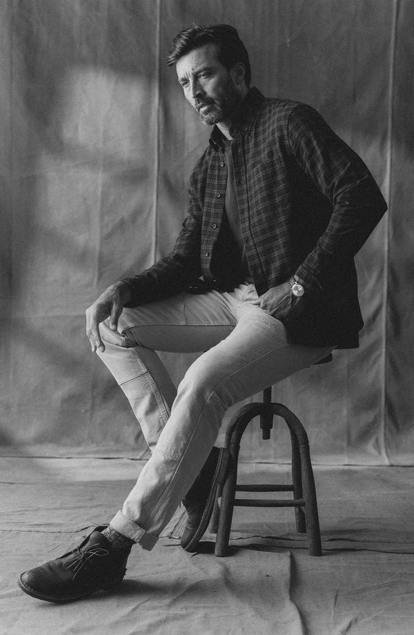 fit model posing in The Jack in Blackwatch Plaid