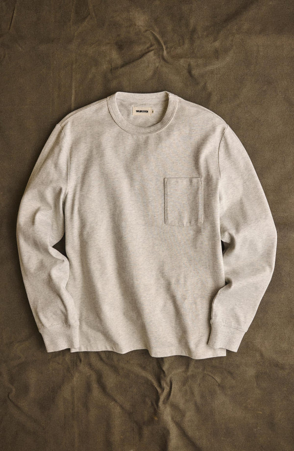 flatlay of The Long Sleeve Shop Tee in Oat Twist