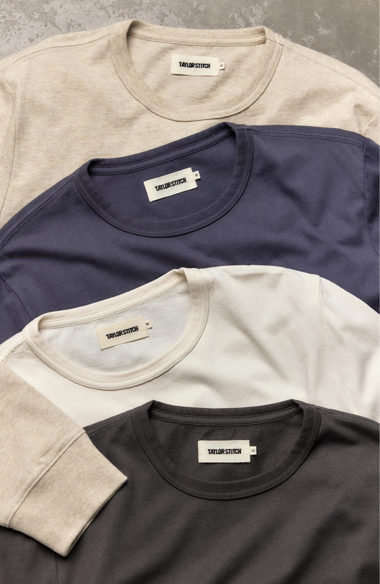 editorial flatlay of The Organic Cotton Long Sleeve Tee in Vintage White