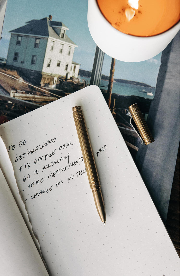 Editorial Panel: The Pen in Brass, Accessories by Taylor Stitch