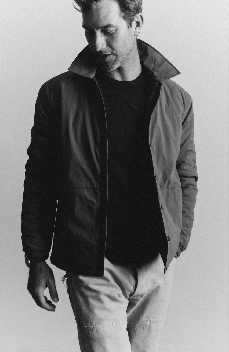 fit model posing in The Ridgeline Overshirt in Fatigue Olive