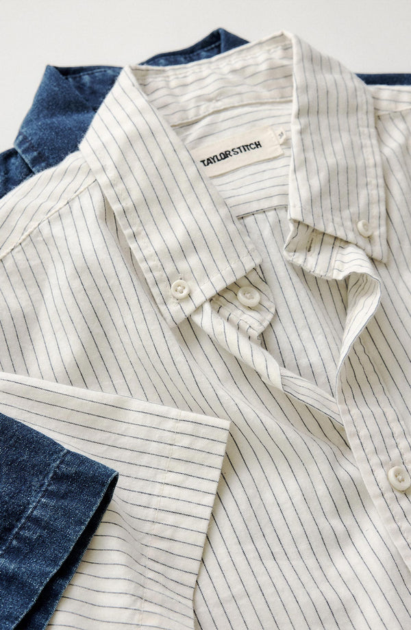 editorial flatlay of The Short Sleeve Jack in Indigo Stripe