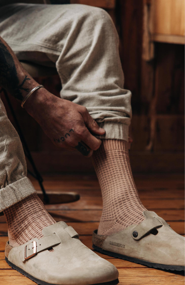 Editorial Panel: The Waffle Sock in Sagebrush, Accessories by Taylor Stitch