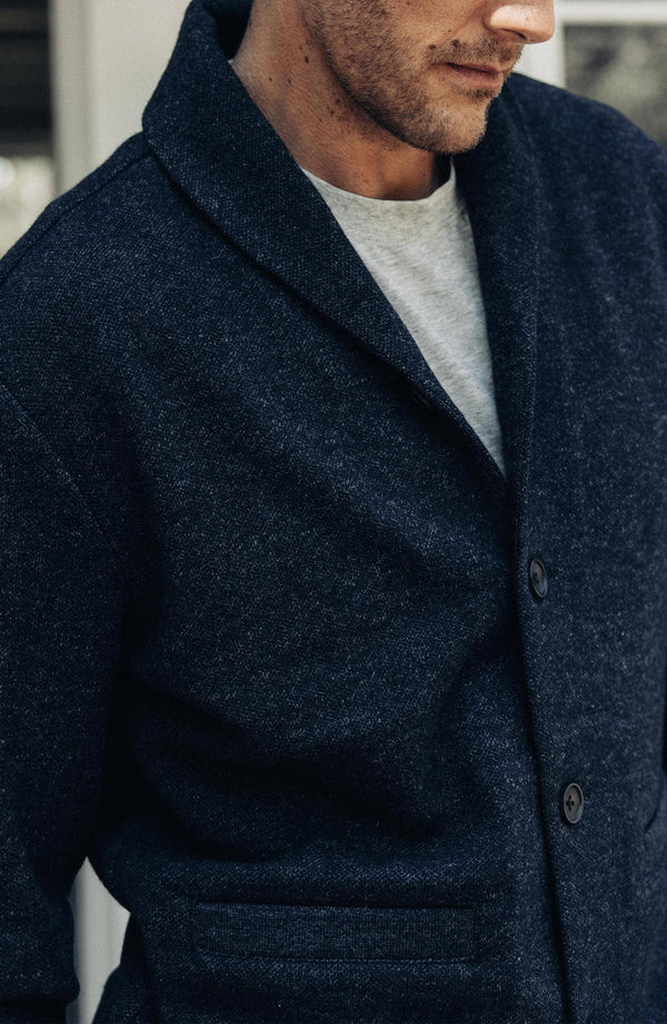 Editorial Panel: The Weekend Cardigan in Navy Herringbone Wool, Knits by Taylor Stitch